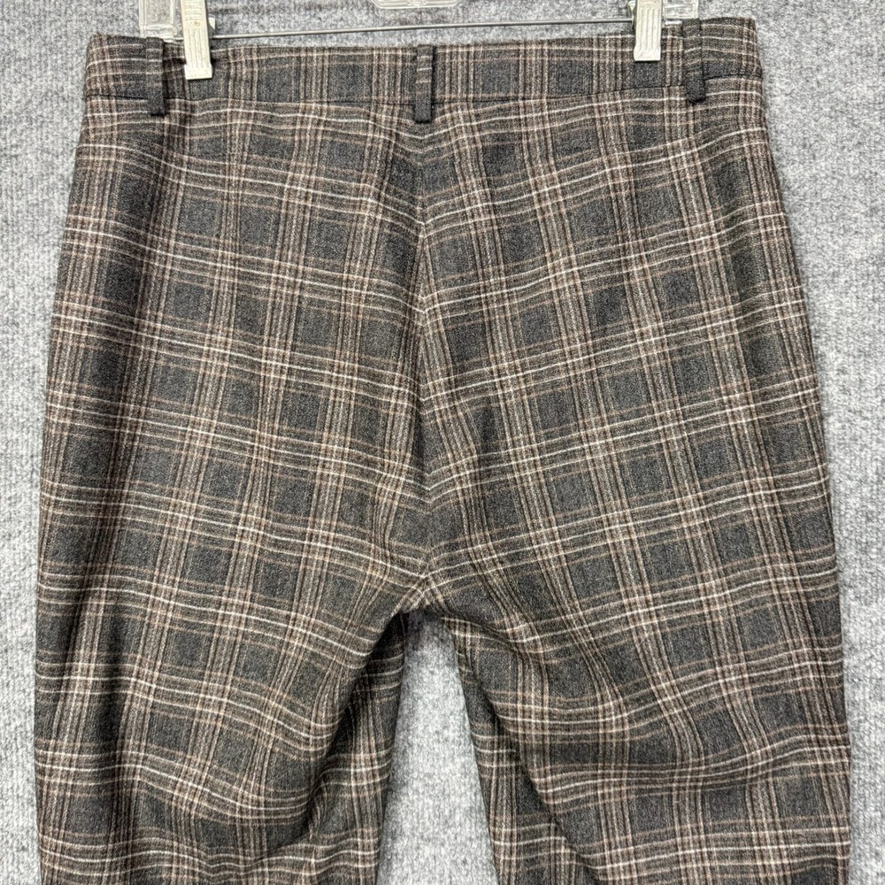 Theory Pants Womens 10 Brown Auburn Plaid Straight Wool Trousers Career Workwear - Picture 12 of 13